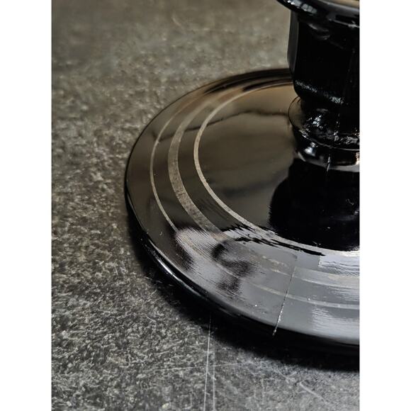 L.E. Smith Black Amethyst Glass Candlestick Holder 2.25" Taper Candle Holder - Picture 4 of 7